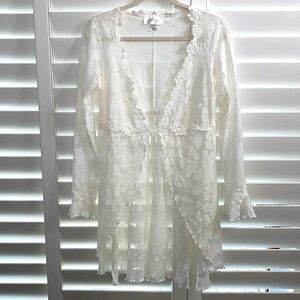 CLAIRE PETTINONE  BLOSSOM 2 size large lace intimates heirloom lingerie Robe